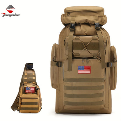 Tactical Outdoor Backpack Unisex, 21.13gal Large Capacity Molle System Rucksack, Multi - Pocket Camping Backpack with Durable 600D Fabric, Ideal for Hiking, Camping, Outdoor Adventures