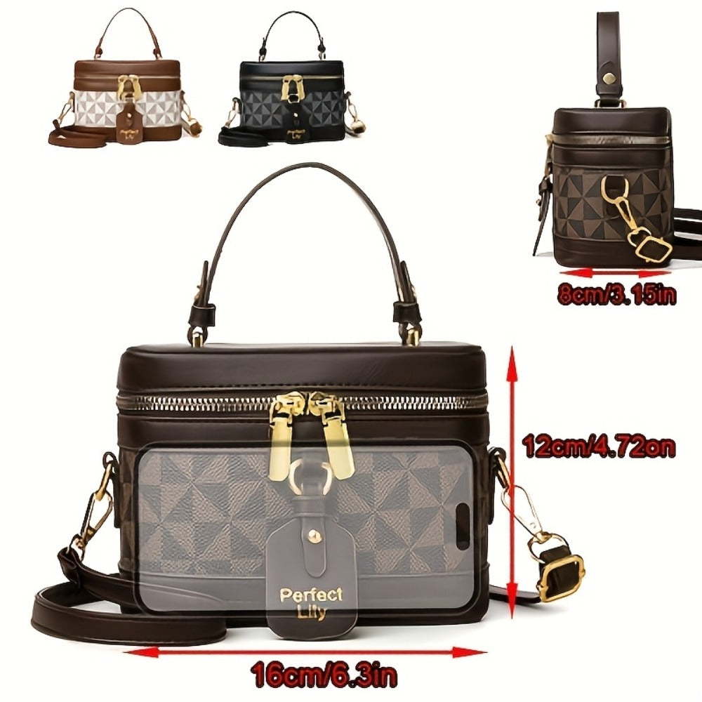 Crossbody Bag for Women – Mini, Vanity Structured Box Geometric Monogram | Bag Vero – detail view 5