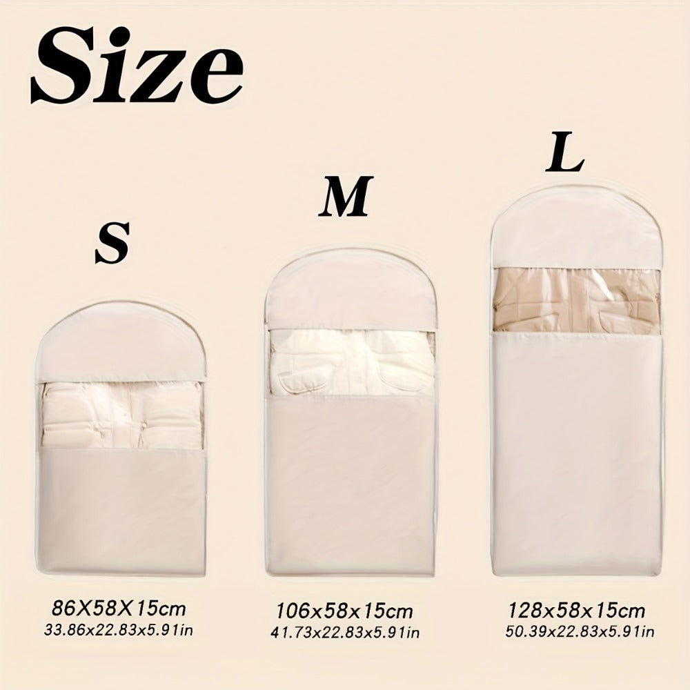 1pc Compressible Suspended Garment Bag with Transparent Window-Space - Saving Storage for Coats, And Suits, 27 Inches Or MoreHeight, Ideal for Closet Organizing, Closet Storage Boxes-Transparent Window Design - Zipper Closure, Clothes Storage Rack
