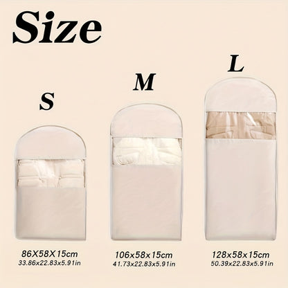 1pc Compressible Suspended Garment Bag with Transparent Window-Space - Saving Storage for Coats, And Suits, 27 Inches Or MoreHeight, Ideal for Closet Organizing, Closet Storage Boxes-Transparent Window Design - Zipper Closure, Clothes Storage Rack