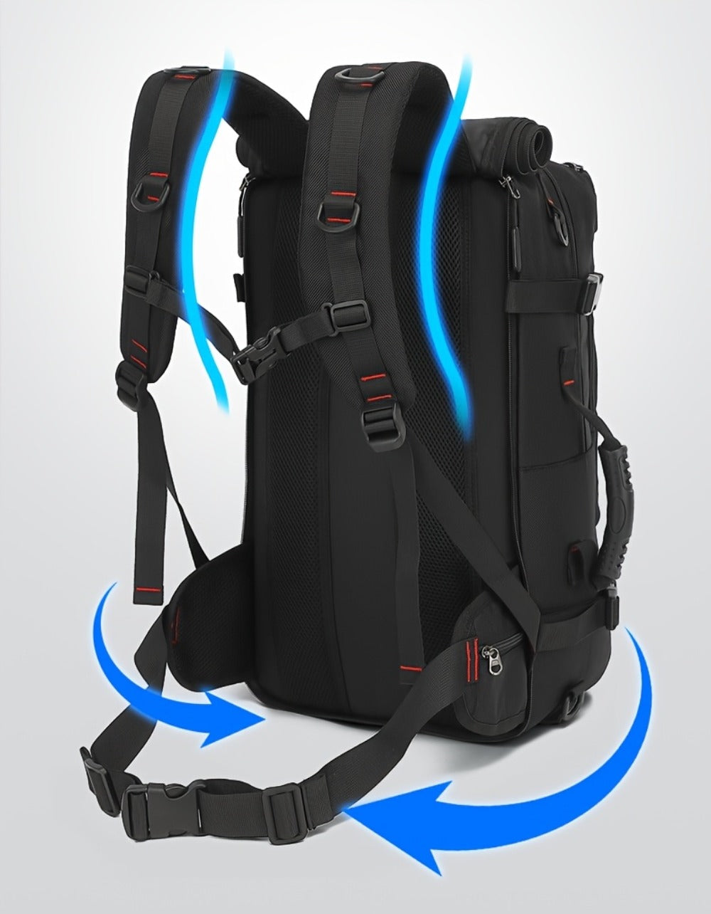 Travel Backpack, Portable Backpack, Large Capacity Duffel Bag Men's Outdoor Expandable Convertible Boarding Duffel Backpack, Black 21.13gal Hiking Bag, Fit 17 Inch Laptop, Suitable for Outdoor Travel Work Business