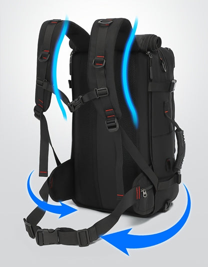 Travel Backpack, Portable Backpack, Large Capacity Duffel Bag Men's Outdoor Expandable Convertible Boarding Duffel Backpack, Black 21.13gal Hiking Bag, Fit 17 Inch Laptop, Suitable for Outdoor Travel Work Business
