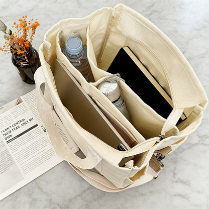 New Large Capacity Canvas Tote Bag with Multi Pockets Crossbody Tote Bag for Women Bible Handbag Everything Tote Bags with Compartments, Suit for Travel, Daily And Work