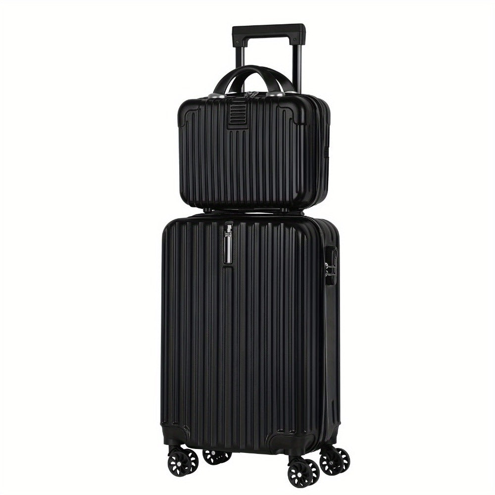 2pcs Luggage Set, 20-Inch Rolling Suitcase & 14-Inch Makeup Bag, Travel Carry-On Trolley Bag with Spinning Wheels & TSA Lock for Business & Leisure Flights. Available In Four Colors.