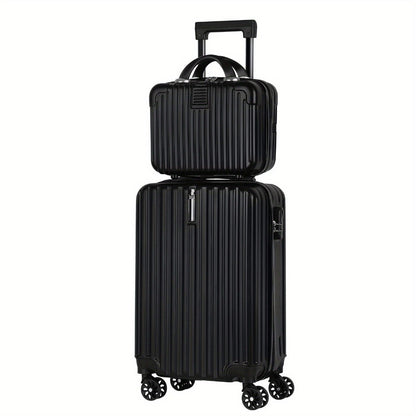 2pcs Luggage Set, 20-Inch Rolling Suitcase & 14-Inch Makeup Bag, Travel Carry-On Trolley Bag with Spinning Wheels & TSA Lock for Business & Leisure Flights. Available In Four Colors.