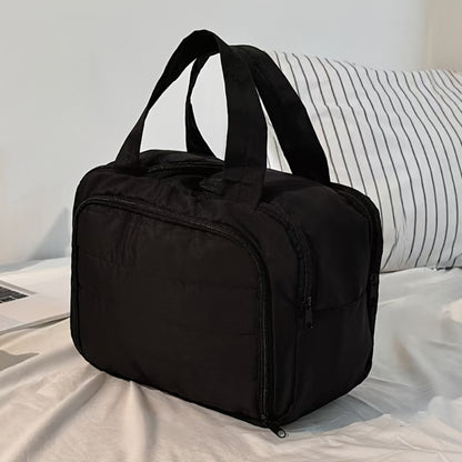[Travel Makeup Bag] Elegant Standing Travel Makeup Bag with Large Capacity Multi-Compartment - Portable Handle Wash Bag Suitable for Daily Use & -the, Nylon Case with Standing Design ()