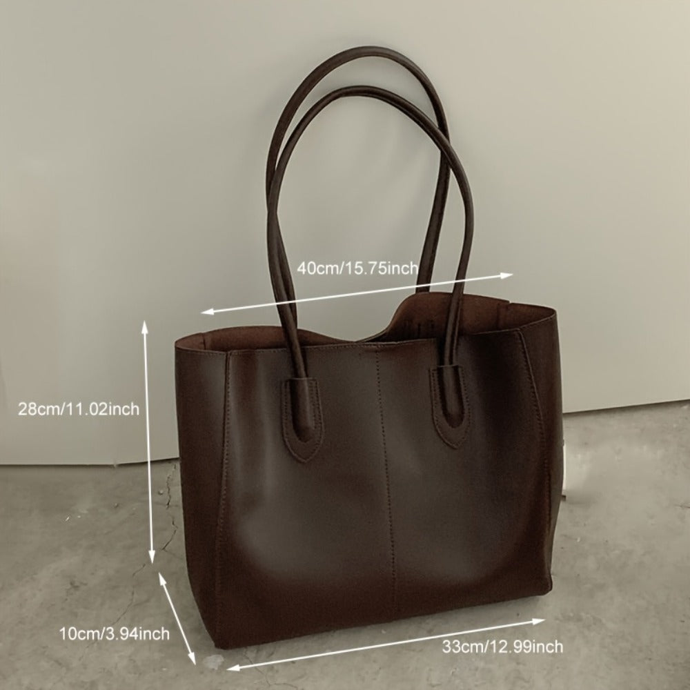 Women's Large Capacity Tote Bag - Work Bag with Kiss Lock Closure, Spacious Designer Handbag for Women, Office, Travel, Everyday Use - Coffee Brown, Elegant Minimalist Shoulder Purse, Ladies Handbags, Sturdy Handles