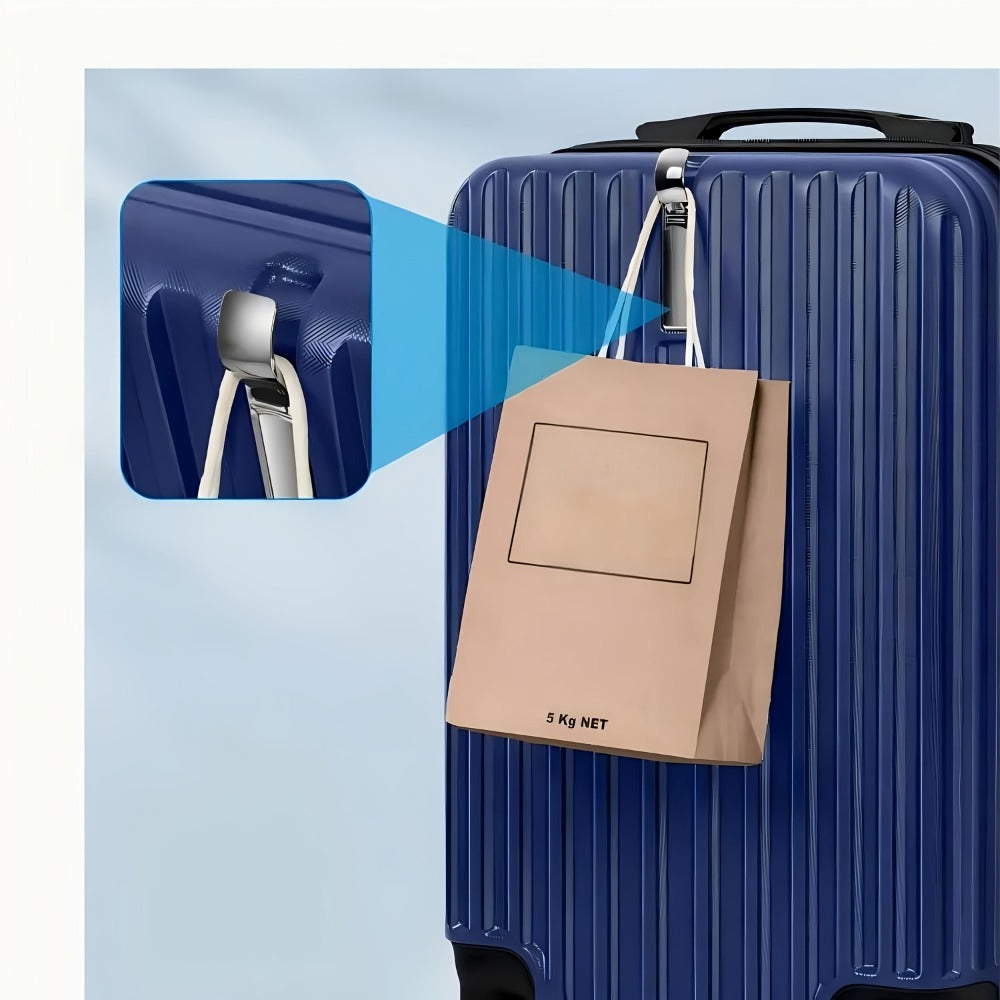 2pcs Airline Approved Carry-On Luggage Set Suitable for -20"+14" Hard Shell ABS+PC Suitcase with TSA, Spinner Wheels & Hook Attachment - 20” & 14” Blue Airplane Travel Case (Airport Approved)