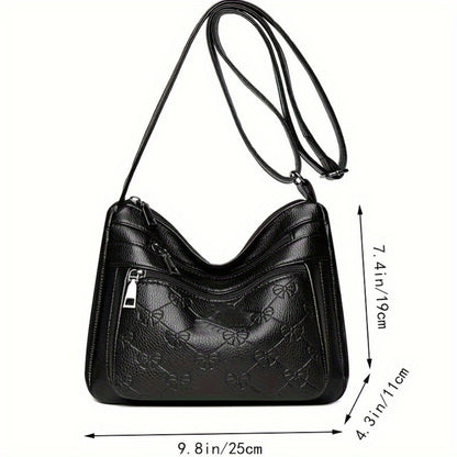 Women Multi-Pocket Crossbody Bag Soft Large Capacity Mom Purse Multi-Layer Zipper Shoulder Bag Lightweight Everyday Travel Handbag Holiday Birthday Gift for Women