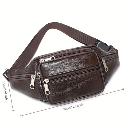 High Quality Genuine Faux Leather Waist Bag - Adjustable Shoulder Straps, Soft Cowhide Crossbody Bag, Suitable for Daily Commuting And Outdoor Running Sports