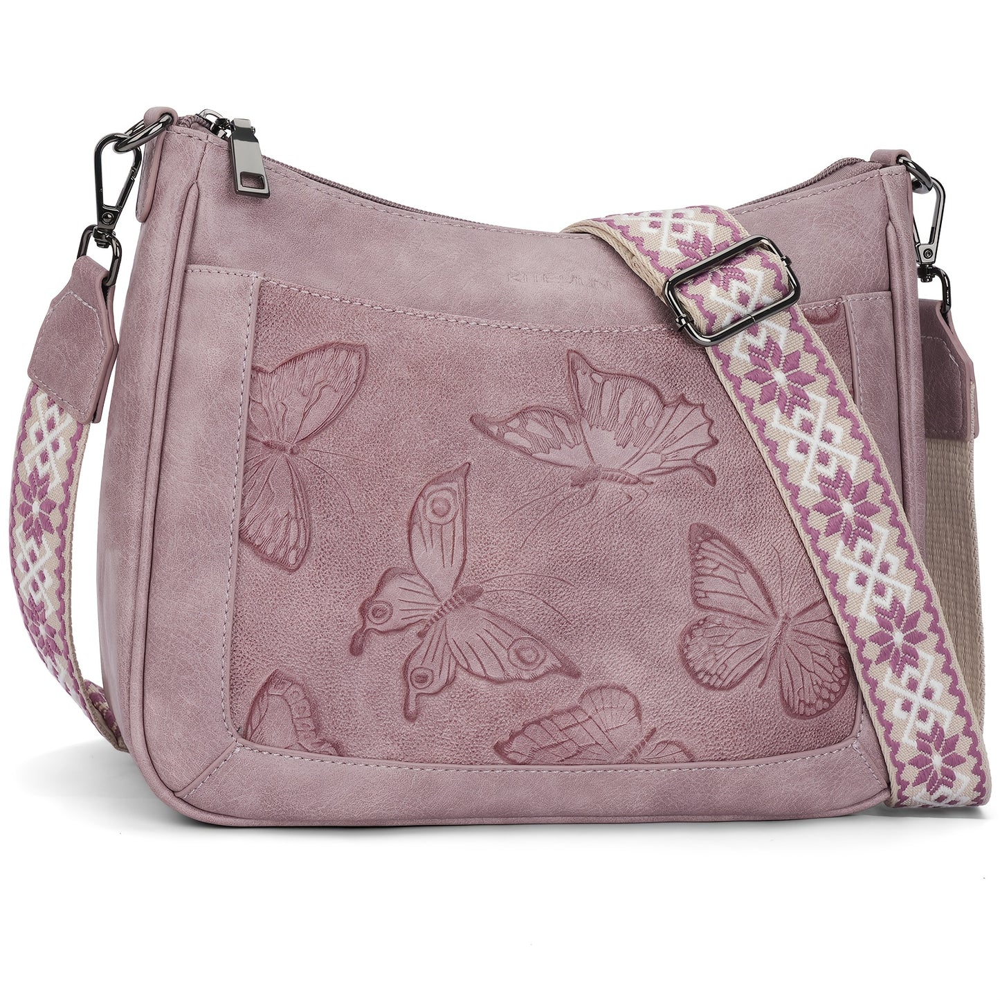 [Mothers Day Gift] Butterfly Embossed Design Crossbody Bags for Women Trendy, Purses Embossed Design, Multi Pocket Lightweight Shoulder Handbag with Adjustable Strap for Daily Everyday Commute, Shopping, Travel Mothers Day Gift Tote Bag Modern Chic