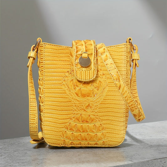 Crocodile Embossed Women's Synthetic Leather Satchel Purse- Elegant Women's Crossbody Bag with Secure Zip Closure & Durable Polyester Lining