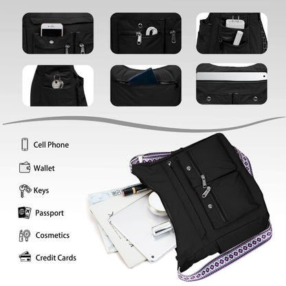 Nylon Crossbody Bag Set (2PCS) for Women and Men– Lightweight Waterproof Multi-Pocket Shoulder Bags, Lightweight Travel Purses, Casual Messenger Handbags for Daily Use, Work, Shopping, Outdoor