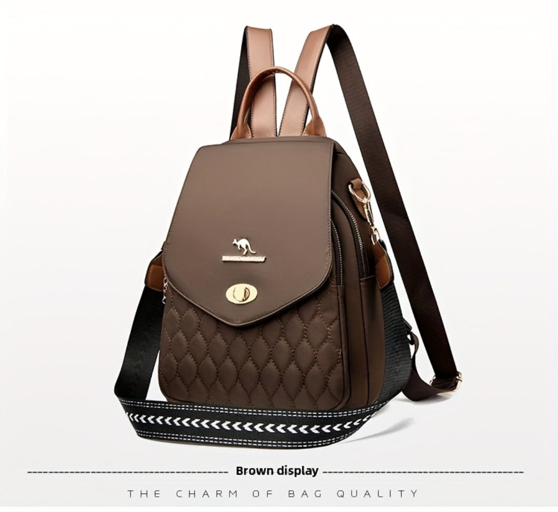 Trendy Urban Fashion Women'S Backpack - High-grade Texture And Pattern Design, Elegant And Practical, Golden Hardware Embellishment, Suitable For Commuting, Leisure, Travel, Ideal Holiday Gift