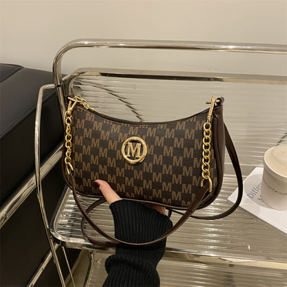 Ladies' Small Bags, Armpit Shoulder Bags, New Trendy Fashion Single Shoulder Bags, Hand-held Bags, Crossbody Bags, Autumn And Winter Styles, Retro Printed Trendy Simple Bags, Women's Metal High-end Texture Handbags, Crossbody Bags, Holiday Gifts