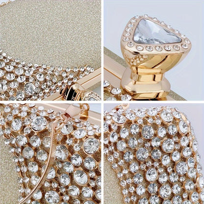 A Sparkling Evening Purse Adorned with Rhinestones And Sequins, Perfect for Vintage-Themed Weddings And Cocktail Parties