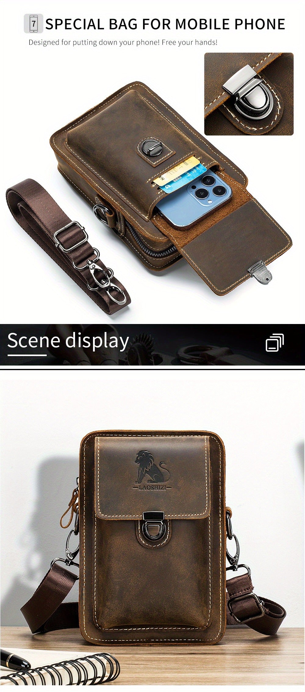 Waist Bag – Genuine Leather, Genuine Leather Waist Vintage Cowhide | Bag Vero – detail view 18