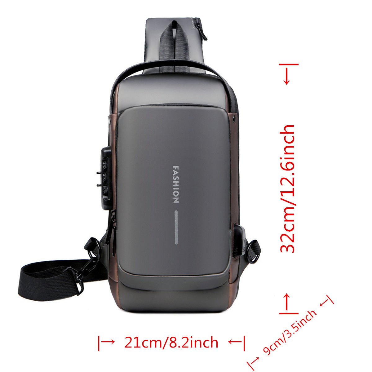 Waterproof Oxford Cloth Shoulder Bag Chest Bag Crossbody Sports Backpack Password Lock Anti-theft Suitable For Outdoor Waybill Daily Travel