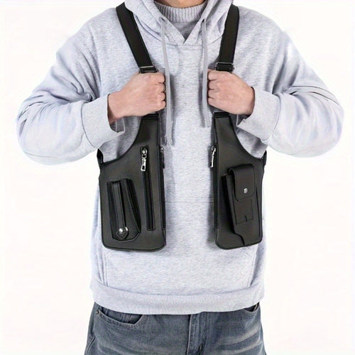 Men'S Retro Shoulder Strap Underarm Shoulder Bag, Multi-Functional Lightweight Backpack, Outdoor Mobile Phone Bag, Outdoor Vest Bag, Multi-Functional Vest Bag, Black Vest Bag, Brown Vest Bag