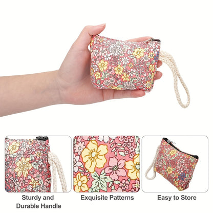 12pcs Bohemian Floral Coin Purses, Multi-Functional Jewelry Bags, Vibrant Makeup Organizer with Handles and Zipper, Perfect for Outdoor Travel, Christmas Gifts