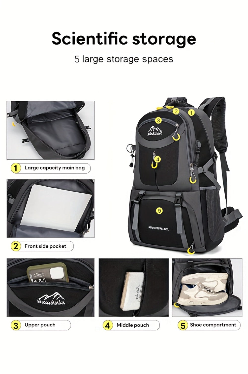 Men'S Large Capacity Outdoor Backpack, Sports Hiking Bag