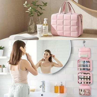 YinPin Travel Toiletry Bag, Hanging Travel Toiletry Bag with Jewelry Organizer Compartment Large Makeup Bag, PVC High Quality Cosmetic Travel Bag Trips Camping Bathroom