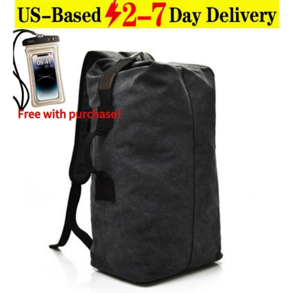 Men'S Large-Capacity Backpack: Adjustable Shoulder Straps, Multi-Compartment Design And Side Pockets. Ideal for Outdoor Trips Or Daily Use. Large-Capacity Canvas Backpack, Outdoor Hiking Bag, Travel Duffel, Men'S Sports Bag. Bonus Phone Pouch