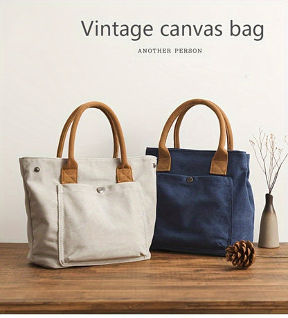 Thickened Handbag; Simple And Leisure Hand-held Bag; Vintage Literary Style Fabric Bag; Bag for Commuting.