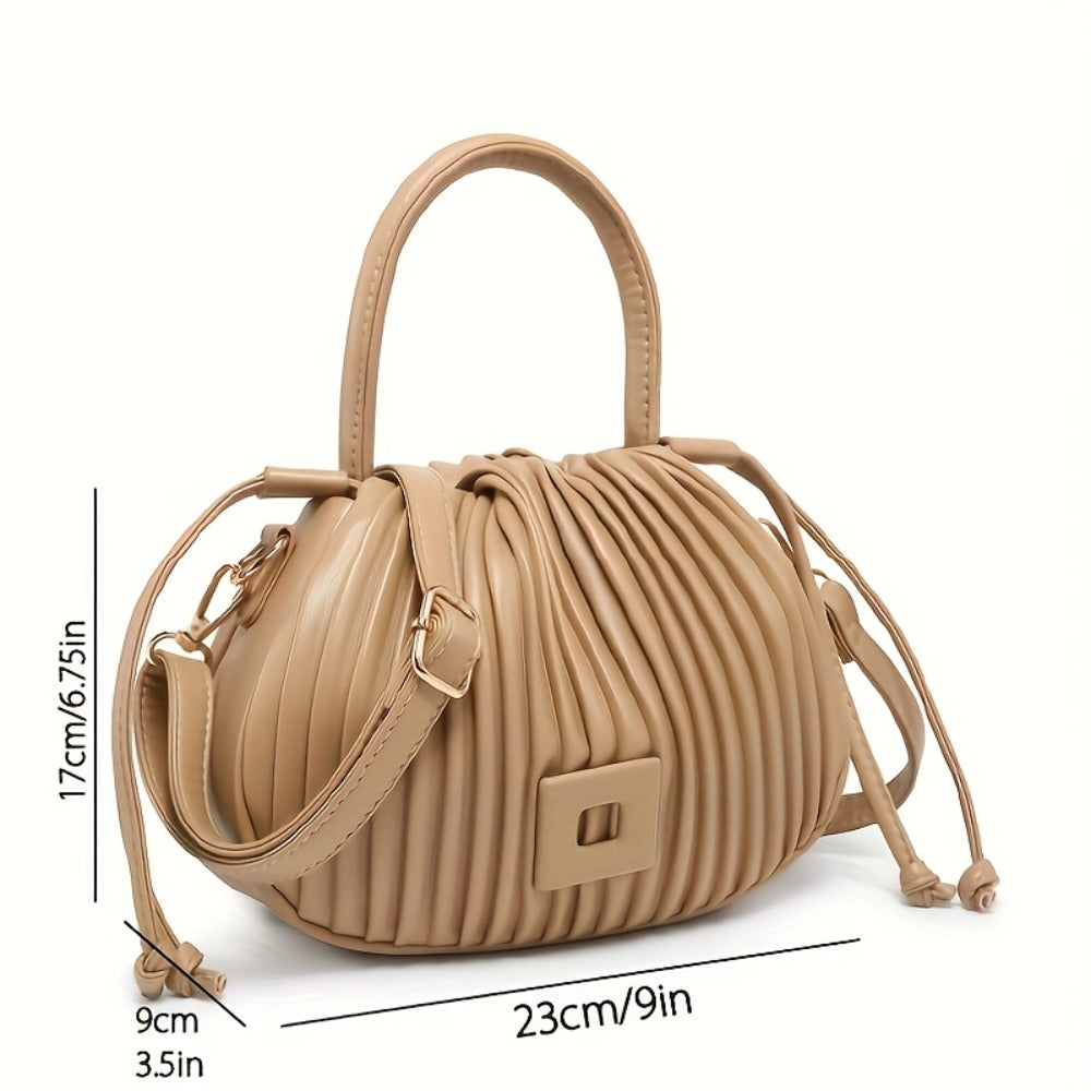 Tepilte Women'S Mini Drawstring Bucket Bag, Faux Leather Crossbody Bucket Wallet, Pleated Shoulder Tote Bag, Adjustable Shoulder Strap, Multi-Colour Options, Suitable for Vacations, Shopping And Dates