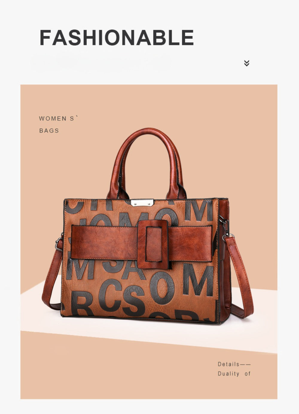 3pcs Women's Monogram Embossed Set, Large Capacity Tote Set, Removable Diagonal Strap