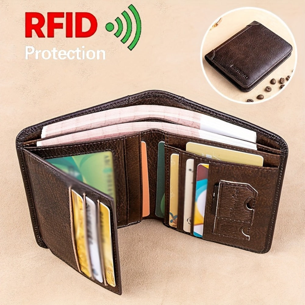 [BANYANU] Premium Wallet for Men, Men'S Wallet, RFID Blocking Trifold/Bifold Genuine Leather, Minimalist Credit Card Holder, Perfect Men'S Gift