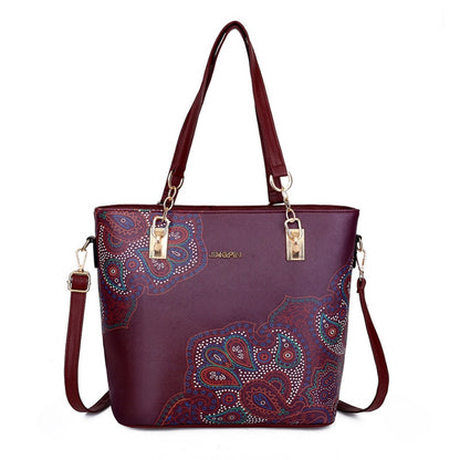 6pcs Women's Bag Set - Vintage Chinese Style Flower 6pcs Tote Bag Wallet Card Bag Crossbody Bag Shoulder Bag