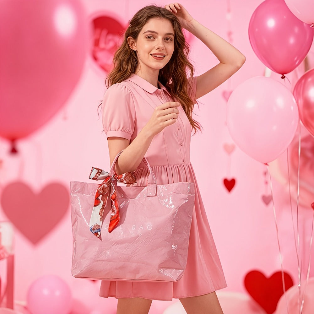 Large Plastic Tote Bag for Women, Perfect for Work, Featuring Letter Prints. Ideal As Hobo Bags, Kraft Paper Handbags, And Purses, Suitable for Valentine'S Day And Mother'S Day Gifts