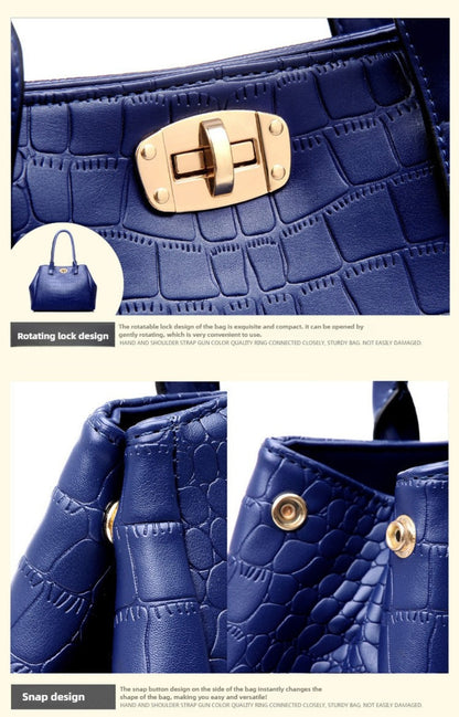 5pcs Set PU Elegant Crocodile Embossed Women'S Tote Bag Set, Large Capacity Women'S Shoulder Bag, Crossbody Bag, Expandable Handbag, High Cost-Effectiveness, Suitable As A Gift