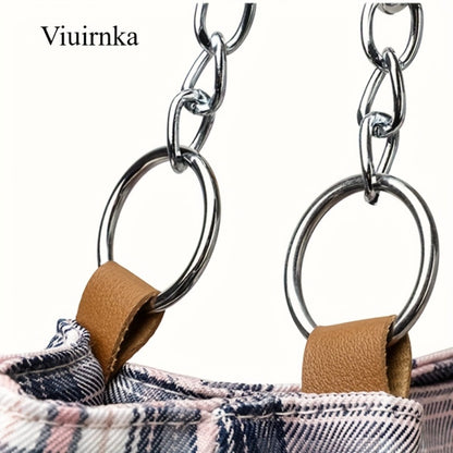 Ladies' Fashion Plaid Handbag & Oversized Tote: Spacious Work, School Shoulder Bag with Chic Style and Ample Capacity for Daily Essentials