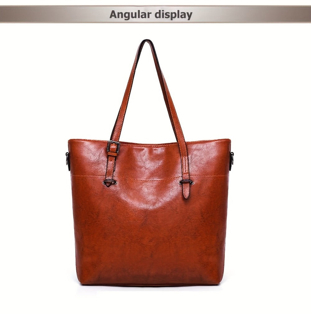 4pcs Retro Women'S Tote Bag, Elegant Pu- Crossbody Bag, Handbag, Shoulder Bag, Wallet, Suitable for Shopping And Dating