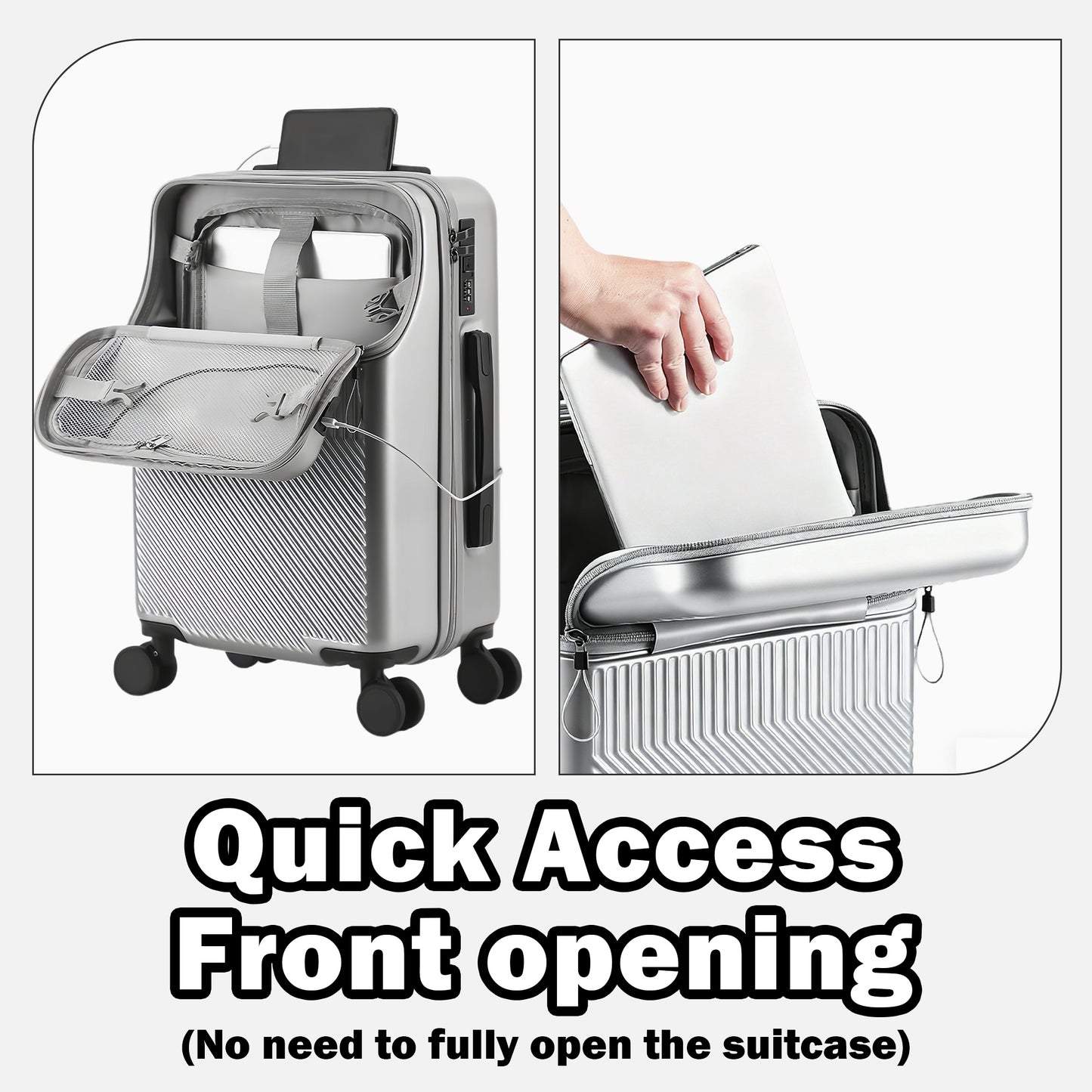 20in carry on luggage+luggage Bag Set, with cup holder and charger, with 360°Spinner Wheels TSA Lock and Adjustable Telescopic Handle Durable Travel Suitcases, Hardshell Luggage with Wheels, Vacation Packing, Travel Luggage Set, Sleek Design, Modern Lugga