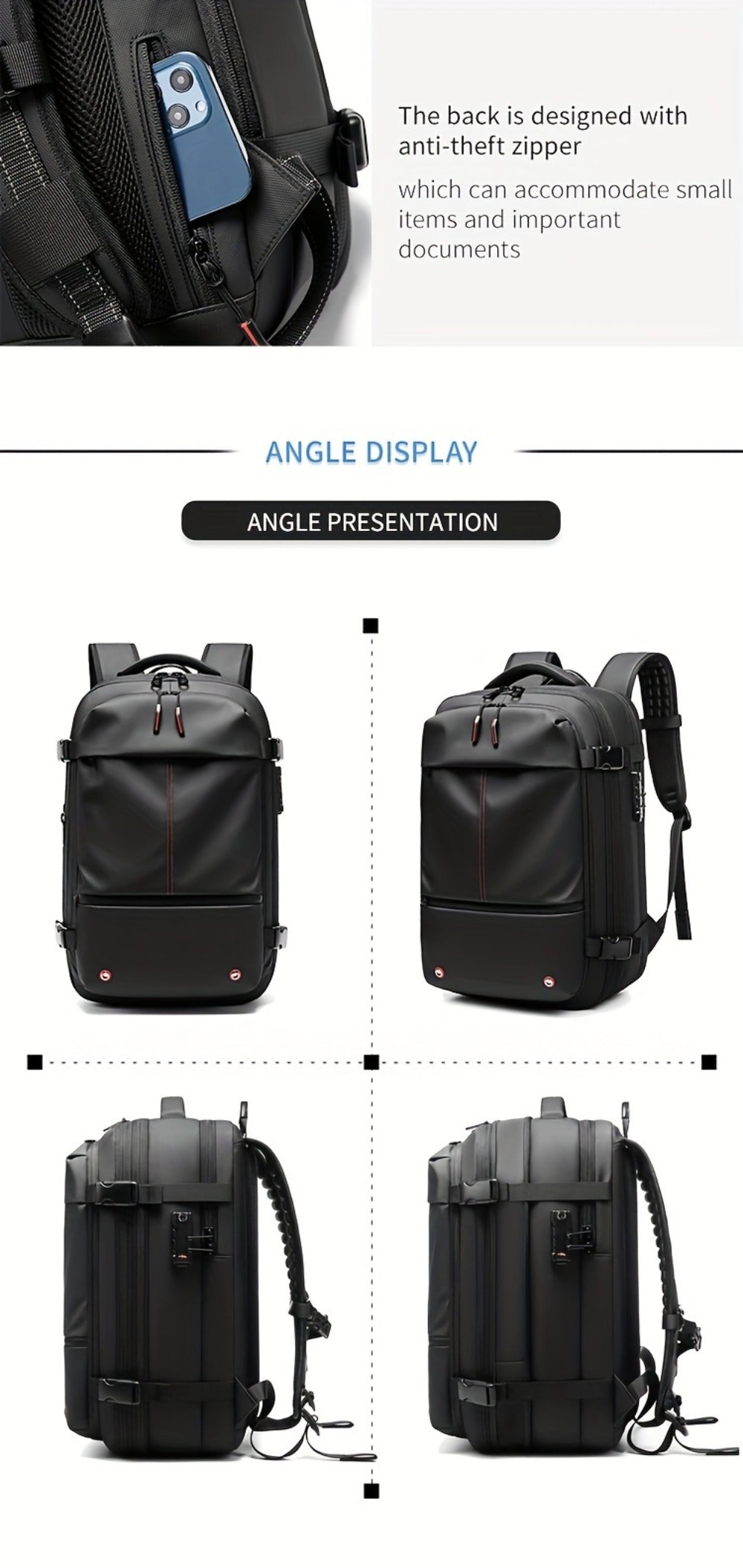 Somago Vacpack Backpack, 15.85gal Expandable Backpack with Vacuum Compression, TSA Lock Laptop Backpack Fit for 16 Inch PC with Air Pump, Anti Theft Travel Vacuum Backpack Space Saver Backpack