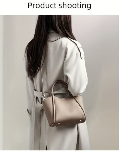 Cowhide Leather Vegetable Basket Bag New Luxury Leather Niche Design Shoulder Bag Crossbody Tote