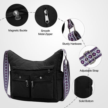 Nylon Crossbody Bag Set (2PCS) for Women and Men– Lightweight Waterproof Multi-Pocket Shoulder Bags, Lightweight Travel Purses, Casual Messenger Handbags for Daily Use, Work, Shopping, Outdoor