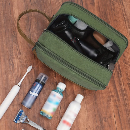 Toiletry Bag For Men - Hanging Travel Toiletry Bag, Canvas Dopp Kit With 5 Elastic Pockets, Large-Capacity Organiser, Multiple Colours, Affordable Travel Must-Have Valentine'S Day Gifts