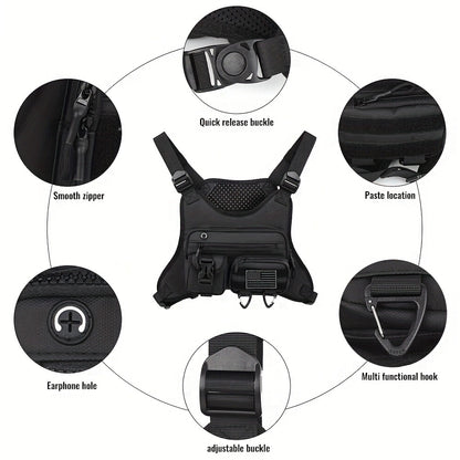 A Men's Multi Style Sports Chest Bag with Hollowed Out Design Tactical Backpack, Suitable for Multiple Scenarios