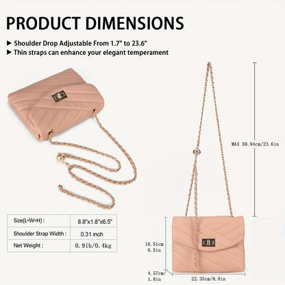 New Fashion Diamond Lattice Soft Chain Bag, Leisure And Easy with Pure Color PU Ladies Daily Travel Crossbody Bag