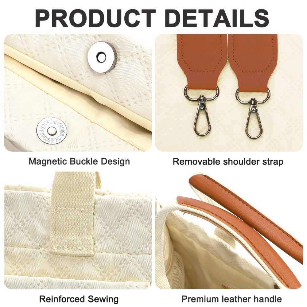 Tote Bag for Women with Compartments, Large Nylon Totes Women's Purse Crossbody Bags Work Laptop Book Bag Shoulder Handbags