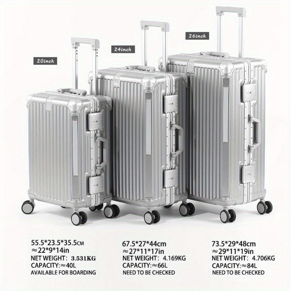 Spacious Premium Aluminum Frame Luggage: Large Capacity And External Cup Holder (Ideal for Travel And Business)