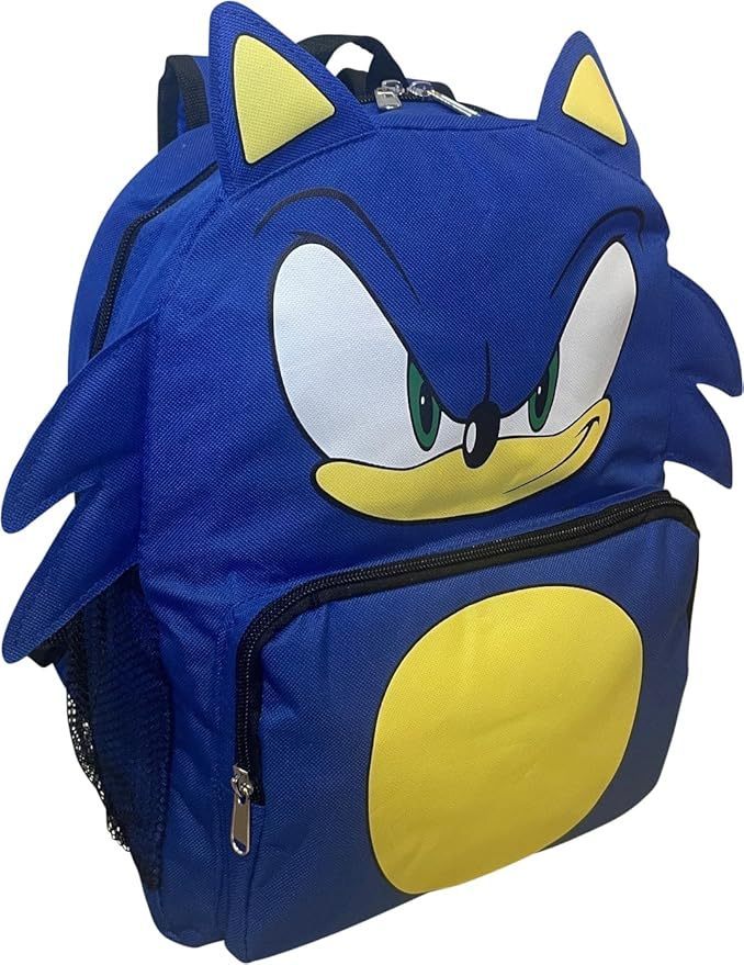 Ruz Sonic The Hedgehog 12" Big Face School Backpack With 3D Ears And Quills