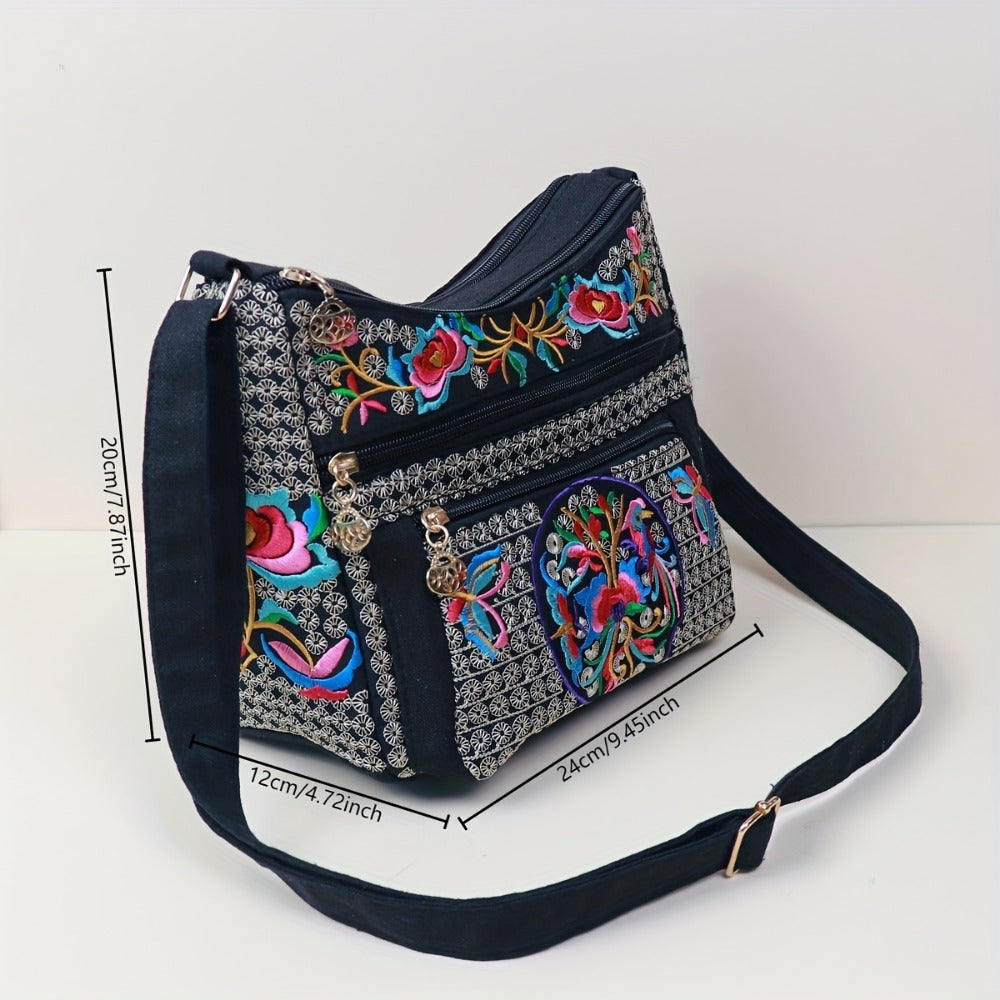 Laptop Bag – Adjustable Strap, Embroidered Floral Retro Bohemian Adjustable | Bag Vero – detail view 8