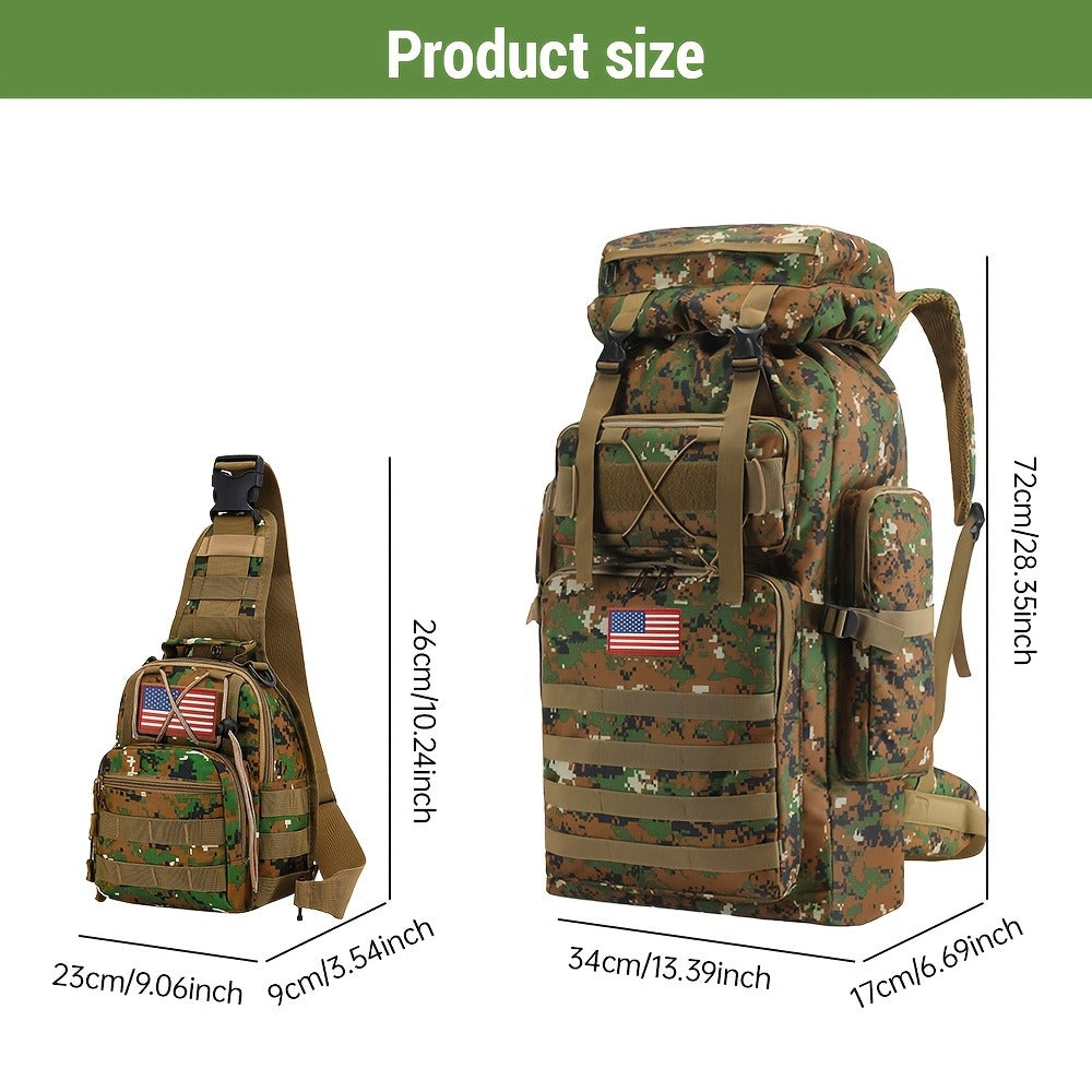 Tactical Outdoor Backpack Unisex, 21.13gal Large Capacity Molle System Rucksack, Multi - Pocket Camping Backpack with Durable 600D Fabric, Ideal for Hiking, Camping, Outdoor Adventures