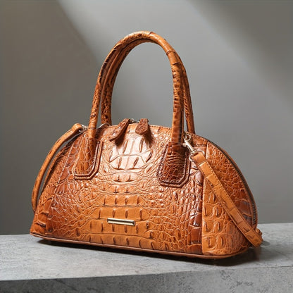 Luxurious Crocodile Print Top Handle Satchel Bag - Stylish Crossbody Design, Spacious Interior, Magnetic Snap Closure, Adjustable Shoulder Strap - Women'S Fashion Handbag, Boston Purse, Perfect for Work, Travel, And Daily Use
