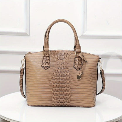 Women'S Work Handbag Featuring a Crocodile Design, a Spacious Crossover Style, And a High-End Fashionable Look. This Elegant Bag Includes a Detachable Shoulder Strap And a Secure Zipper, Making It a Perfect Gift for Christmas Or Thanksgiving